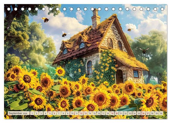 Produktbild: Kleine Cottages - Romantische Fantasieh&auml;uschen (Tischkalender 2026 DIN A5 quer), CALVENDO Monatskalender