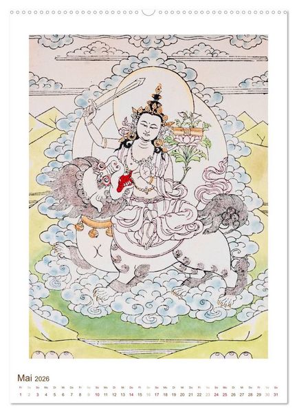 Produktbild: Mit Buddha durchs Jahr: historische Zeichnungen (Wandkalender 2026 DIN A2 hoch), CALVENDO Monatskalender
