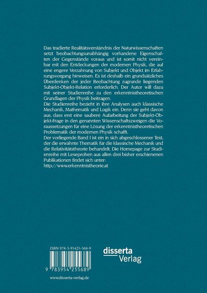 Produktbild: Erkenntnistheoretische Grundlagen der klassischen Physik: Band I: Klassische Mechanik und Relativit&auml;tstheorie