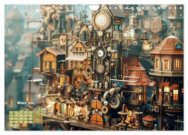 Produktbild: Miniaturwelt Faszinierend winzige H&auml;user im Steampunk-Stil (Wandkalender 2026 DIN A4 quer), CALVENDO Monatskalender