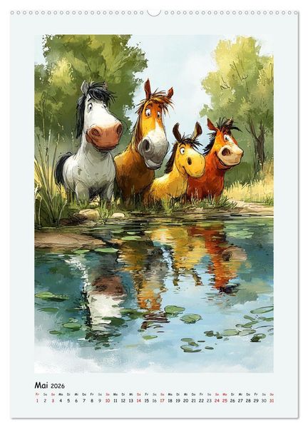 Produktbild: Gl&uuml;ckliche Tiere. Ein lieblicher Kinderkalender (Wandkalender 2026 DIN A2 hoch), CALVENDO Monatskalender