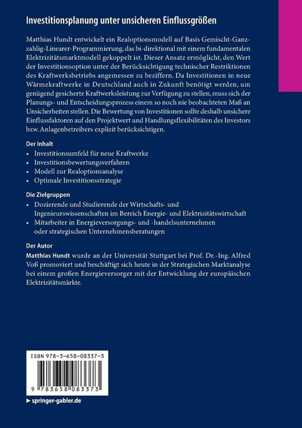 Produktbild: Investitionsplanung unter unsicheren Einflussgr&ouml;&szlig;en