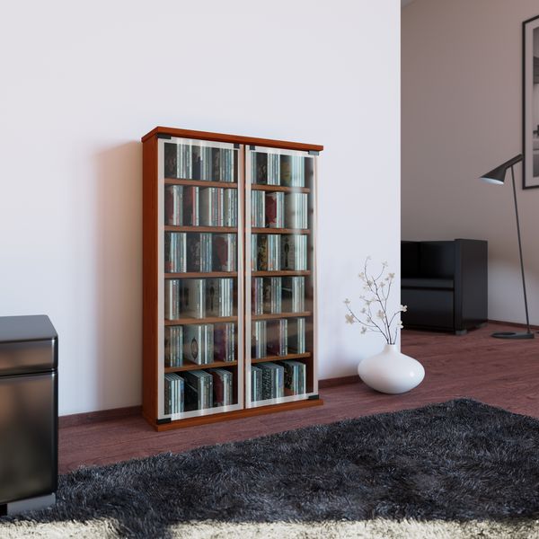 Produktbild: Holz CD DVD Stand Regal Schrank Galerie Glast&uuml;r