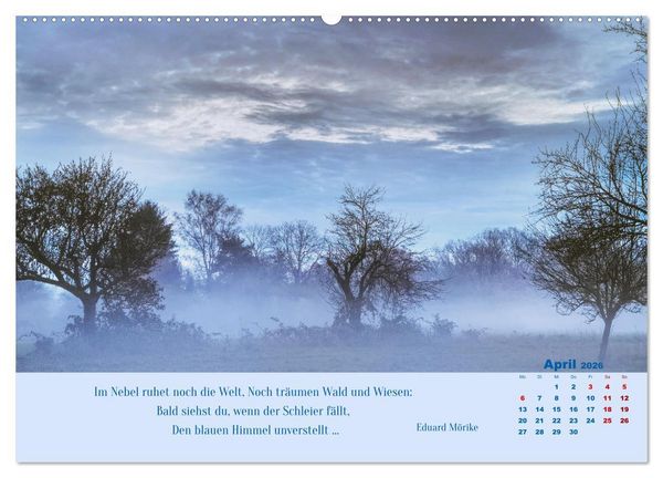 Produktbild: Nebelfarben. Ein poetischer Spaziergang (hochwertiger Premium Wandkalender 2026 DIN A2 quer), Kunstdruck in Hochglanz
