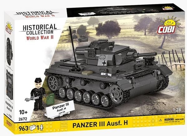 COBI Historical Collection 2672 - Panzer III Ausf H, WWII, Bausatz 1:28, 963+1 Klemmbausteine