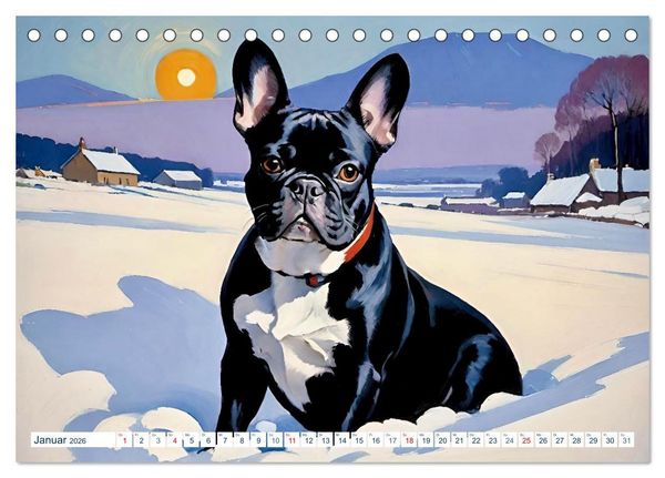Produktbild: Frenchies (Tischkalender 2026 DIN A5 quer), CALVENDO Monatskalender