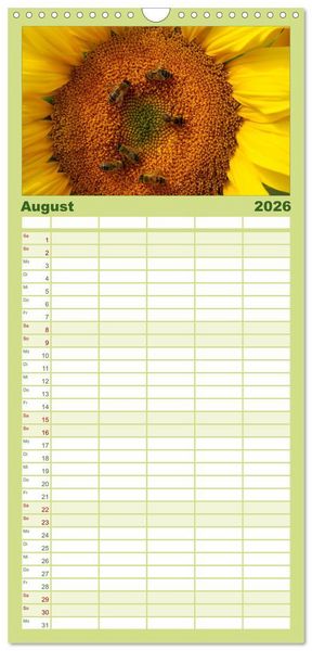 Produktbild: Familienplaner 2026 - Sonnenblumen mit 5 Spalten (Wandkalender, 21 x 45 cm) CALVENDO