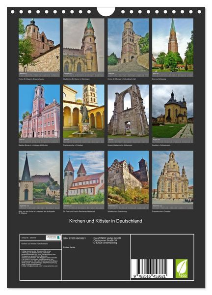 Produktbild: Kirchen und Kl&ouml;ster in Deutschland (Wandkalender 2026 DIN A4 hoch), CALVENDO Monatskalender