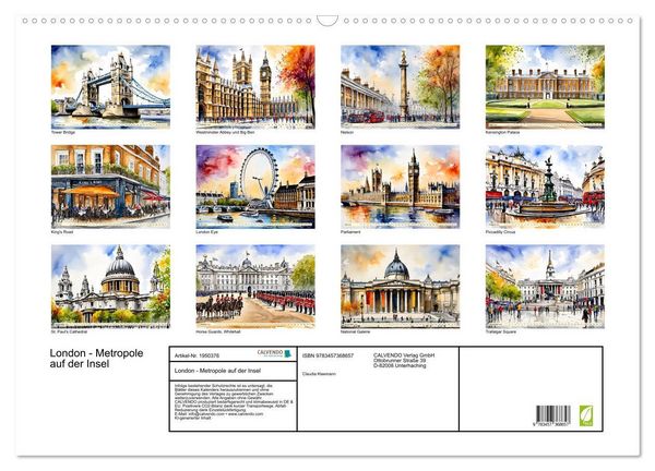Produktbild: London - Metropole auf der Insel (Wandkalender 2026 DIN A2 quer), CALVENDO Monatskalender