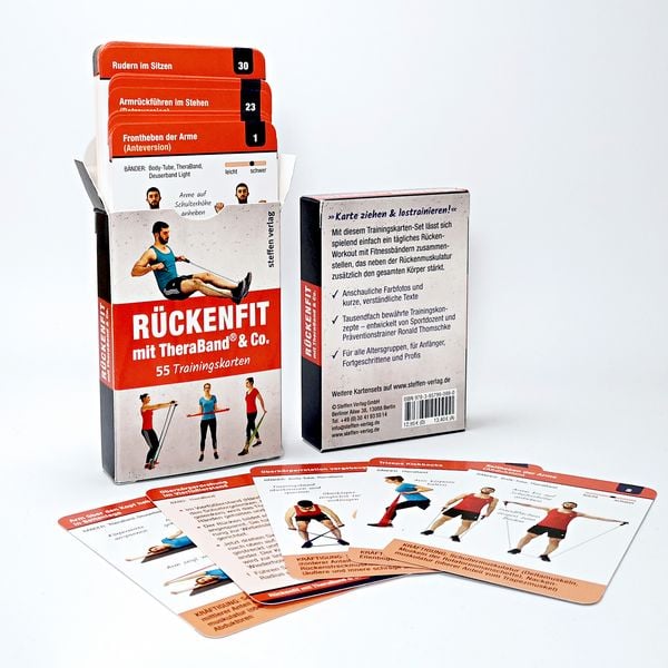 Produktbild: Trainingskarten: R&uuml;ckenfit mit TheraBand&reg; & Co.