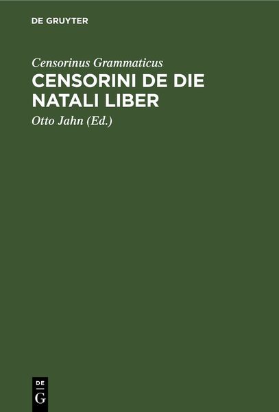 Produktbild: Censorini De Die Natali Liber