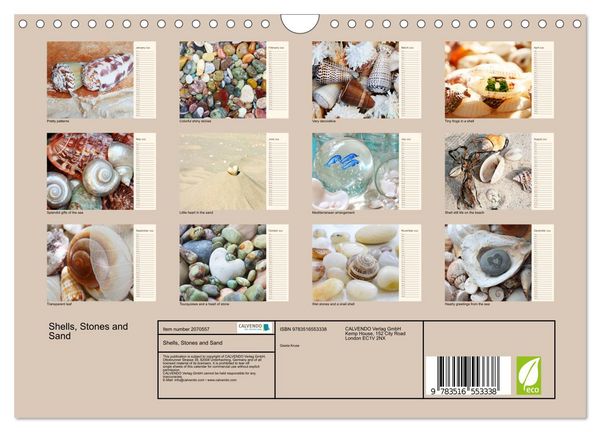 Produktbild: Shells, Stones and Sand (Wall Calendar 2026 DIN A4 landscape), CALVENDO 12 Month Wall Calendar