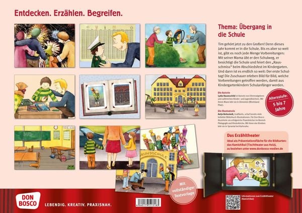Produktbild: Die Schule ist ein großes Haus. Kamishibai Bildkartenset für Vorschule, Anfangsunterricht und Schuleingangsphase.