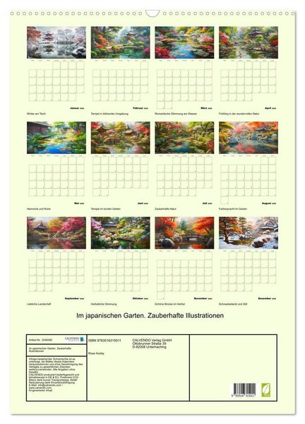 Produktbild: Im japanischen Garten. Zauberhafte Illustrationen (Wandkalender 2026 DIN A2 hoch), CALVENDO Monatskalender