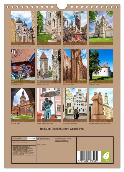 Produktbild: Baltikum Tausend Jahre Geschichte (Wandkalender 2027 DIN A4 hoch), CALVENDO Monatskalender