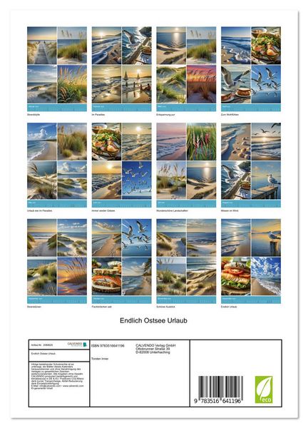 Produktbild: Endlich Ostsee Urlaub (Wandkalender 2026 DIN A4 hoch), CALVENDO Monatskalender