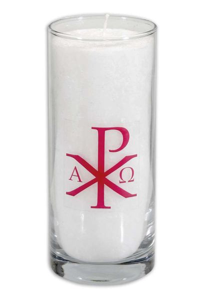 Produktbild: Palmwachs-Osterkerze im Glas &raquo;Alpha & Omega&laquo;