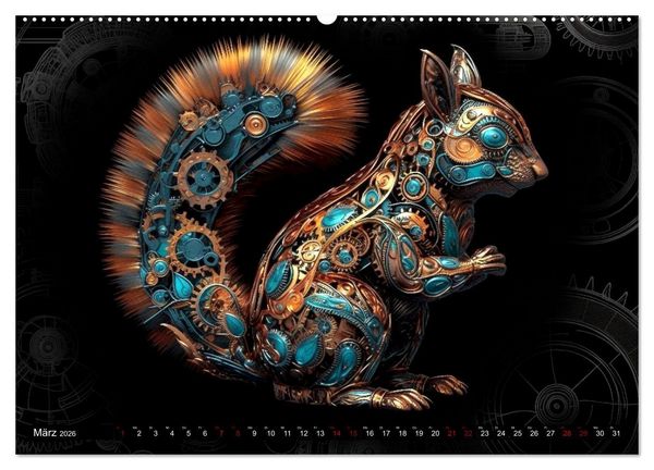 Produktbild: Mechanische Steampunk Tierwelt (hochwertiger Premium Wandkalender 2026 DIN A2 quer), Kunstdruck in Hochglanz