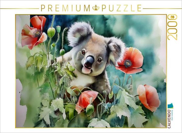 CALVENDO Puzzle Koala mit Klatschmohn | 2000 Teile Lege-Größe 90x67cm Foto-Puzzle für glückliche Stunden, Sonstige von , Calvendo Puzzle,
