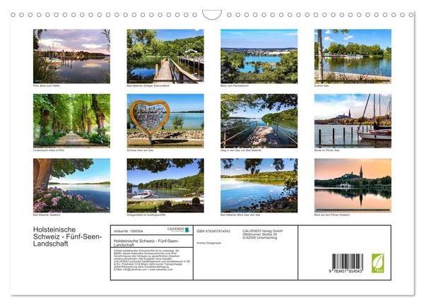 Produktbild: Holsteinische Schweiz - F&uuml;nf-Seen-Landschaft (Wandkalender 2026 DIN A3 quer), CALVENDO Monatskalender