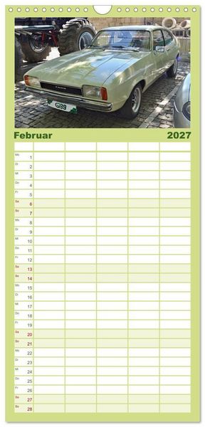 Produktbild: Familienplaner 2027 - Automobile Tr&auml;ume der 70er mit 5 Spalten (Wandkalender, 21 x 45 cm) CALVENDO