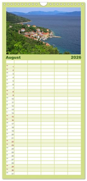 Produktbild: Familienplaner 2026 - Kvarner Golf - Kroatien mit 5 Spalten (Wandkalender, 21 x 45 cm) CALVENDO