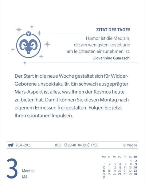 Produktbild: Widder Sternzeichenkalender 2027 - Tagesabrei&szlig;kalender - Ihr Horoskop f&uuml;r jeden Tag