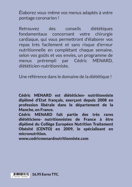 Produktbild: J'&eacute;labore mon planning de menus apr&egrave;s mon pontage coronarien.