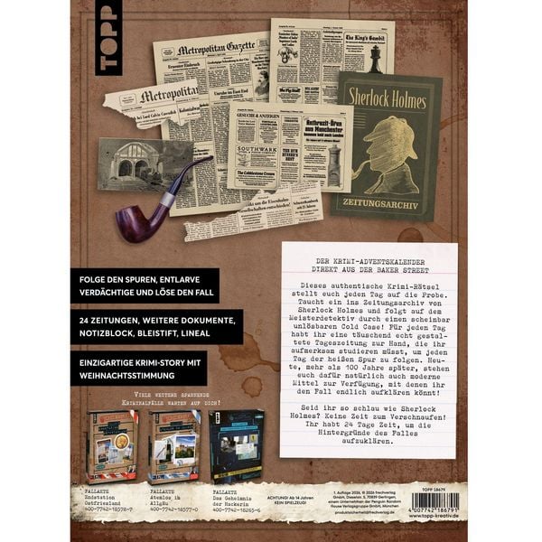 Produktbild: Crime Files &ndash; Fallakte: Sherlocks Zeitungsarchiv. Der geniale Krimi-Adventskalender