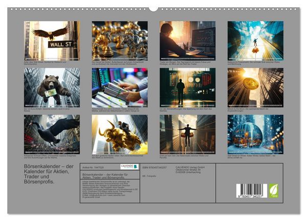 Produktbild: B&ouml;rsenkalender &ndash; der Kalender f&uuml;r Aktien, Trader und B&ouml;rsenprofis. (hochwertiger Premium Wandkalender 2026 DIN A2 quer), Kunstdruck in Hochglanz