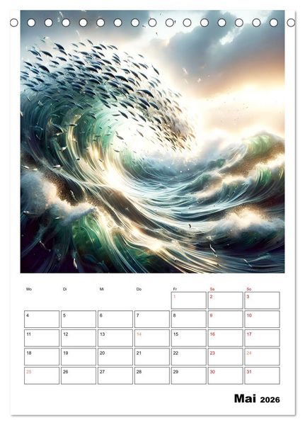 Produktbild: Wellen Illusionen (Tischkalender 2026 DIN A5 hoch), CALVENDO Monatskalender