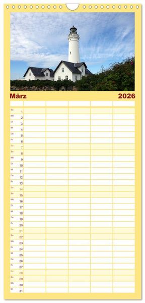 Produktbild: Familienplaner 2026 - Leuchtt&uuml;rme PUR mit 5 Spalten (Wandkalender, 21 x 45 cm) CALVENDO