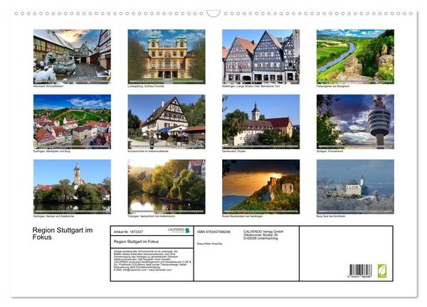 Produktbild: Region Stuttgart im Fokus (Wandkalender 2026 DIN A2 quer), CALVENDO Monatskalender