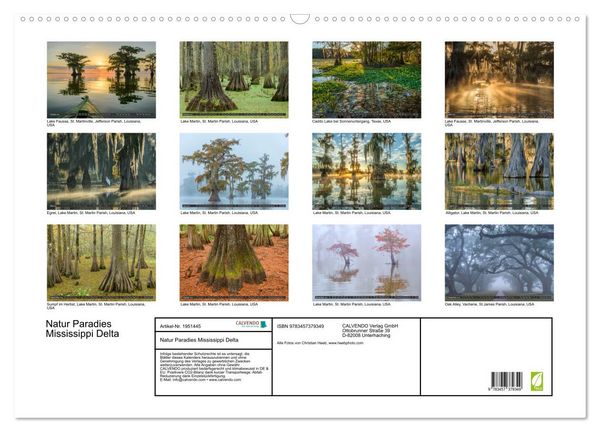Produktbild: Natur Paradies Mississippi Delta (Wandkalender 2026 DIN A2 quer), CALVENDO Monatskalender