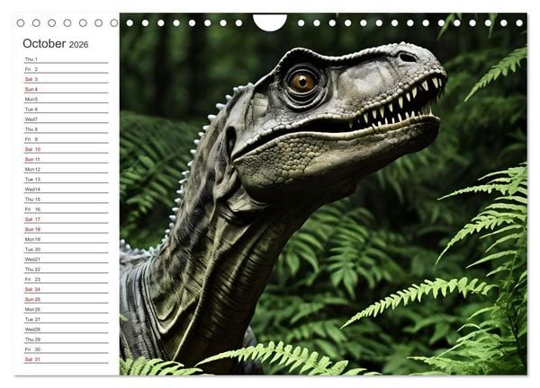 Produktbild: AI Dino Delights Mesmerizing Views of Prehistoric Life (Wall Calendar 2026 DIN A4 landscape), CALVENDO 12 Month Wall Calendar
