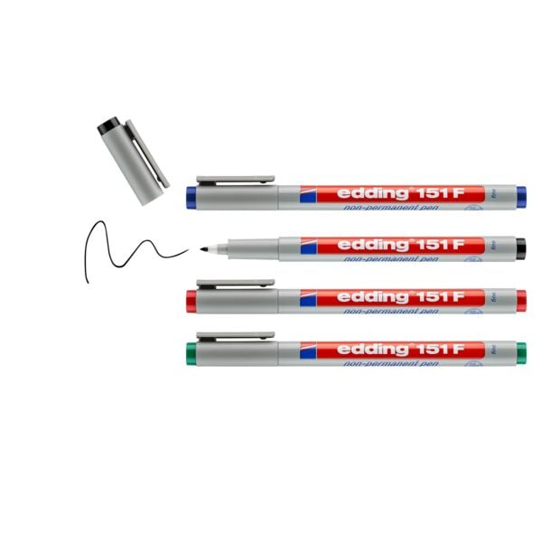 Produktbild: Edding Folienschreiber Non-permanent Pen 151 F, 4er Set