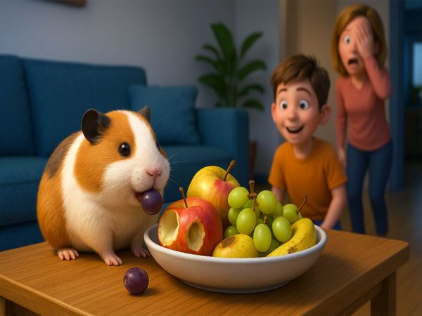 CALVENDO Puzzle Was Diät ist, entscheide ich selbst - Meerschweinchen am Obstteller | 1000 Teile Lege-Größe 64x48cm Foto-Puzzle für glückliche Stunden