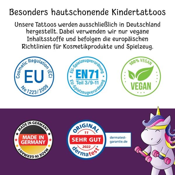 Produktbild: 150 hautfreundliche Kindertattoos &ndash; Thema: Einhorn-Magie