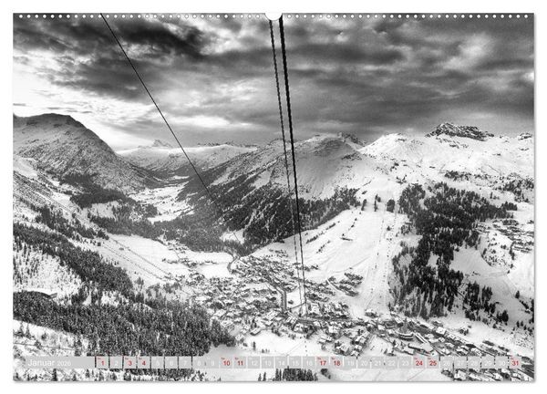 Produktbild: Arlberg black and white (hochwertiger Premium Wandkalender 2026 DIN A2 quer), Kunstdruck in Hochglanz