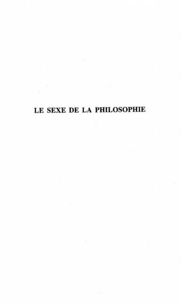 Produktbild: Le Sexe De La Philosophie