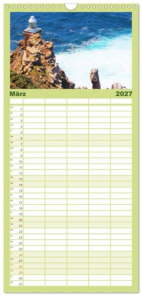 Produktbild: Familienplaner 2027 - Leuchtt&uuml;rme - Wegweisend durch das Jahr mit 5 Spalten (Wandkalender, 21 x 45 cm) CALVENDO