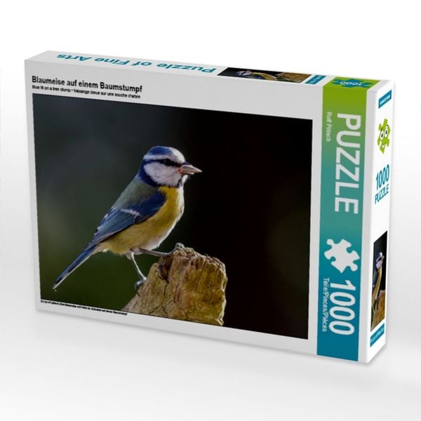 Produktbild: CALVENDO Puzzle Blaumeise auf einem Baumstumpf | 1000 Teile Lege-Gr&ouml;&szlig;e 64x48cm Foto-Puzzle f&uuml;r gl&uuml;ckliche Stunden