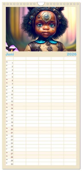 Produktbild: Familienplaner 2026 - Kleine Steampunk Stars mit 5 Spalten (Wandkalender, 21 x 45 cm) CALVENDO