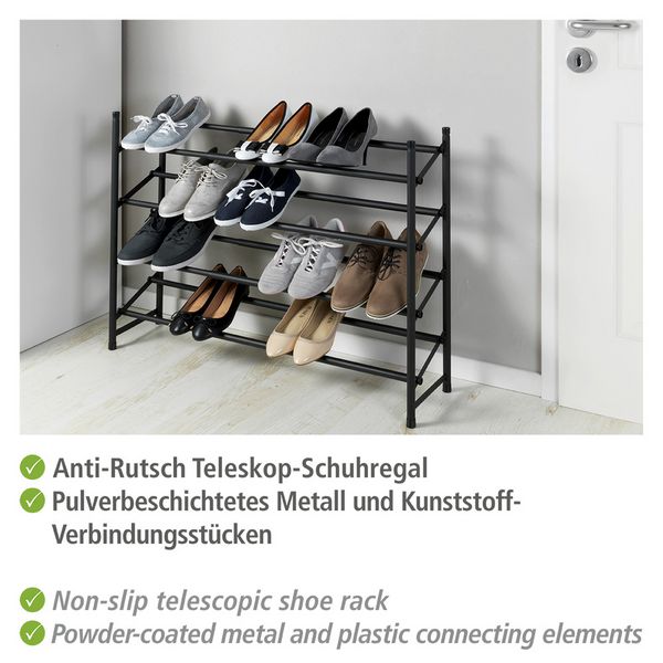 Produktbild: Anti-Rutsch-Schuhregal Mod. Hero ausziehbar, aus pulverbeschichtetem Metall