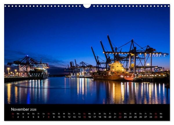 Produktbild: Der Hafen Hamburg bei Tag und Nacht (Wandkalender 2026 DIN A3 quer), CALVENDO Monatskalender
