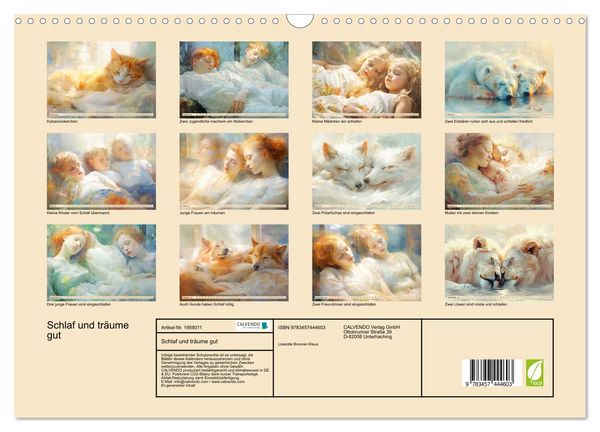 Produktbild: Schlaf und tr&auml;ume gut (Wandkalender 2026 DIN A3 quer), CALVENDO Monatskalender