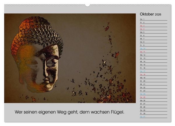 Produktbild: Lebenskraft Buddha (hochwertiger Premium Wandkalender 2026 DIN A2 quer), Kunstdruck in Hochglanz