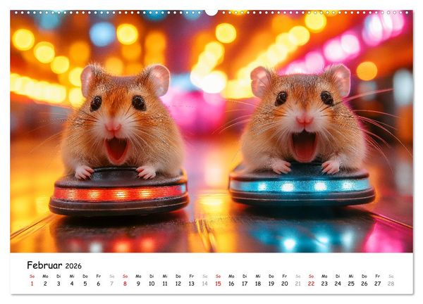 Produktbild: Hamster im Freizeitpark - Lustiger Kalender mit Jahrmarkt-Motiven (hochwertiger Premium Wandkalender 2026 DIN A2 quer), Kunstdruck in Hochglanz