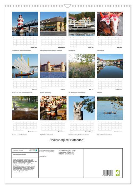 Produktbild: Rheinsberg mit Hafendorf (Wandkalender 2026 DIN A2 hoch), CALVENDO Monatskalender