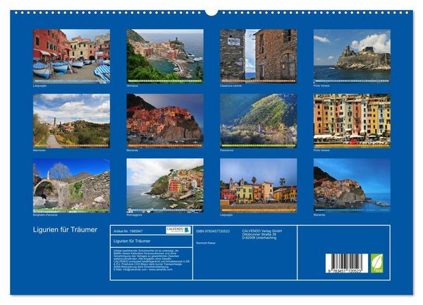 Produktbild: Ligurien f&uuml;r Tr&auml;umer (hochwertiger Premium Wandkalender 2026 DIN A2 quer), Kunstdruck in Hochglanz